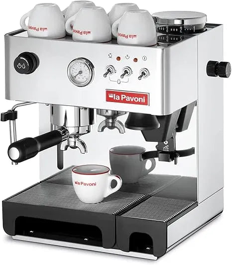 La Pavoni Domus Bar Espresso/Cappuccino Machine | Built-in Conical Burr Grinder with 7 Settings