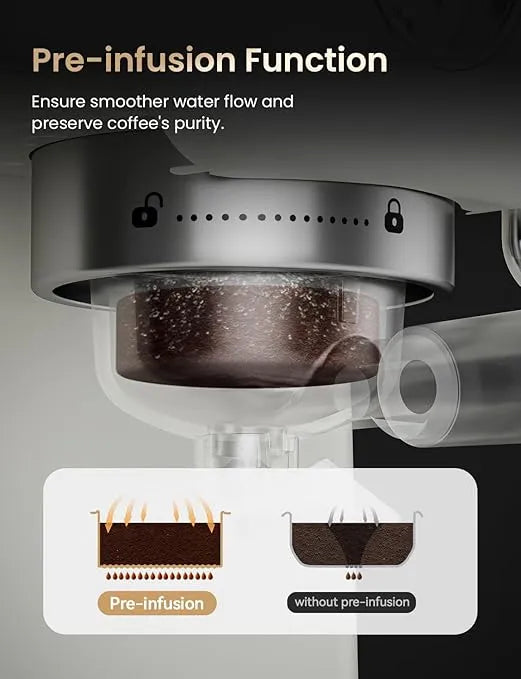 Neretva espresso machine, 1450W stainless steel espresso and coffee maker with milk frother