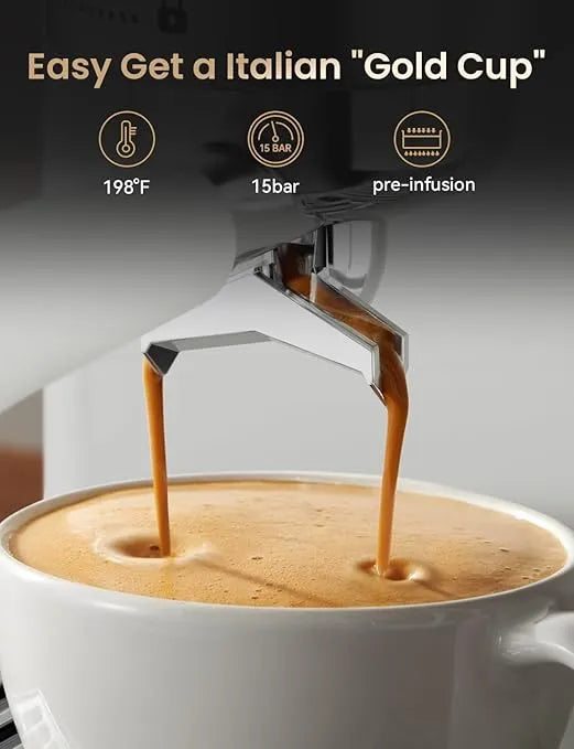 Neretva espresso machine, 1450W stainless steel espresso and coffee maker with milk frother