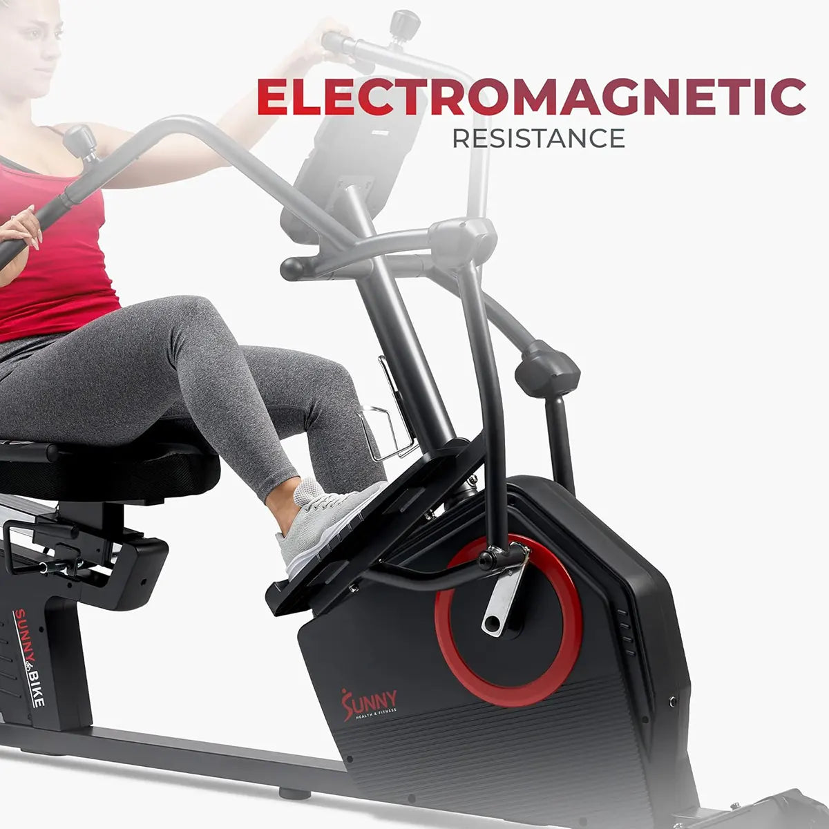 Sunny Health & Fitness Recumbent Elliptical Bike – Arm Exercisers, LCD, Mat Included