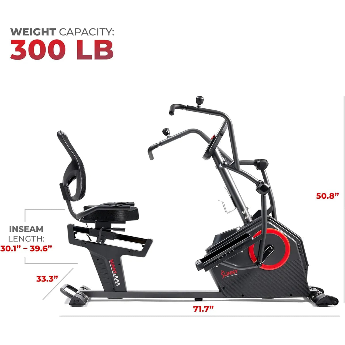 Sunny Health & Fitness Recumbent Elliptical Bike – Arm Exercisers, LCD, Mat Included