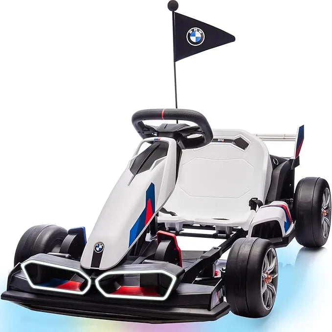Electric Go Kart with Adjustable Seat, 24V Licensed BMW Drift Kart with 200W Dual Motors