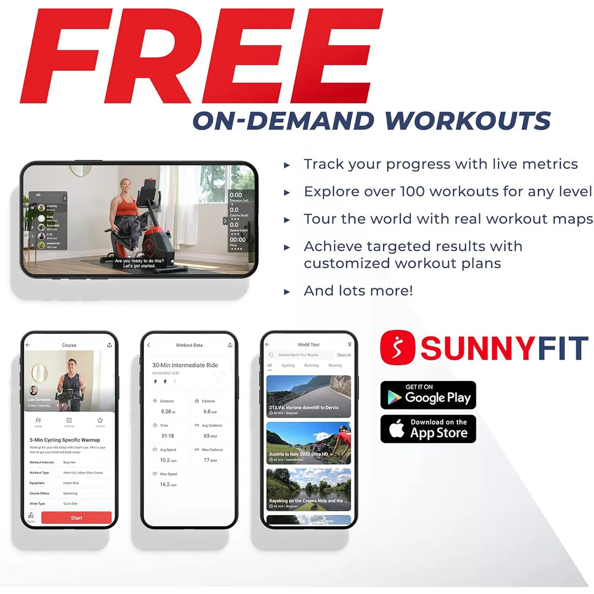 Sunny Health & Fitness Recumbent Elliptical Bike – Arm Exercisers, LCD, Mat Included