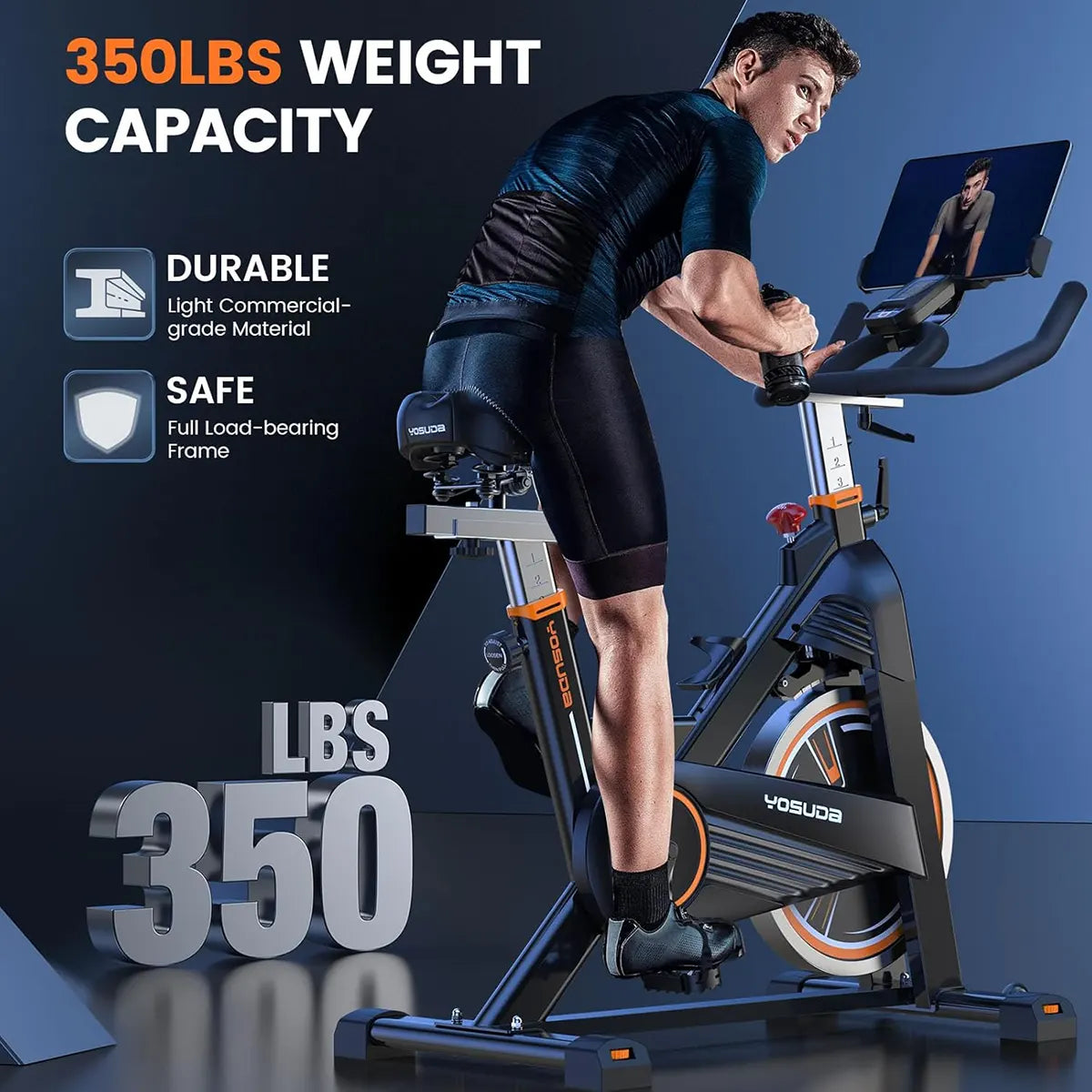 YOSUDA PRO Magnetic Exercise Bike – 350 lbs Capacity, Silent Belt & Comfy Seat
