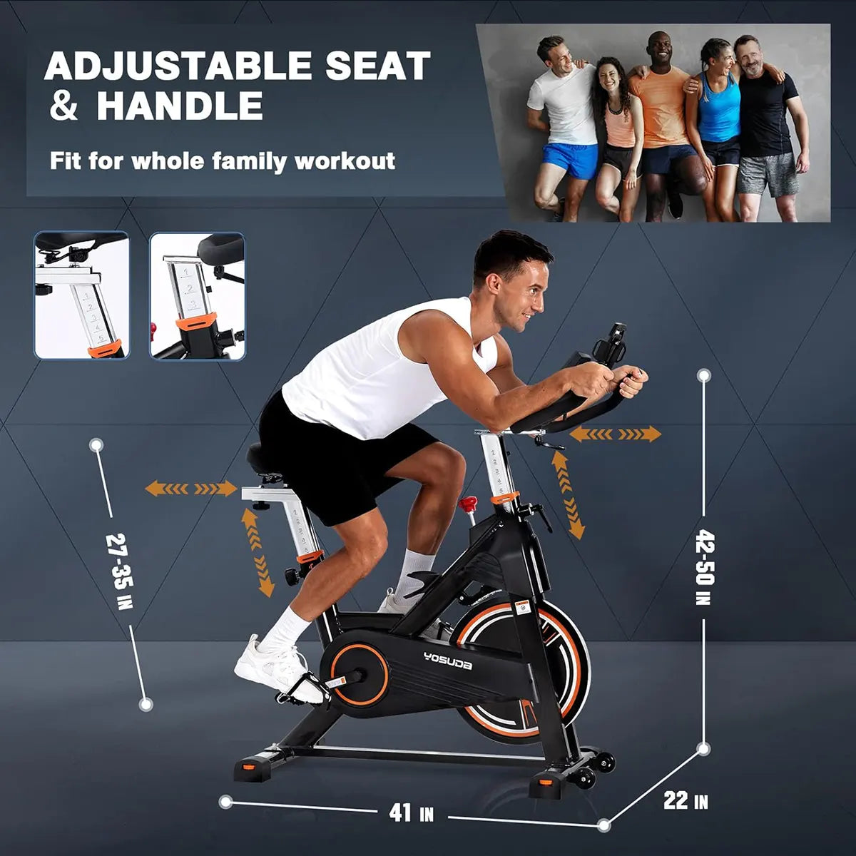 YOSUDA PRO Magnetic Exercise Bike – 350 lbs Capacity, Silent Belt & Comfy Seat