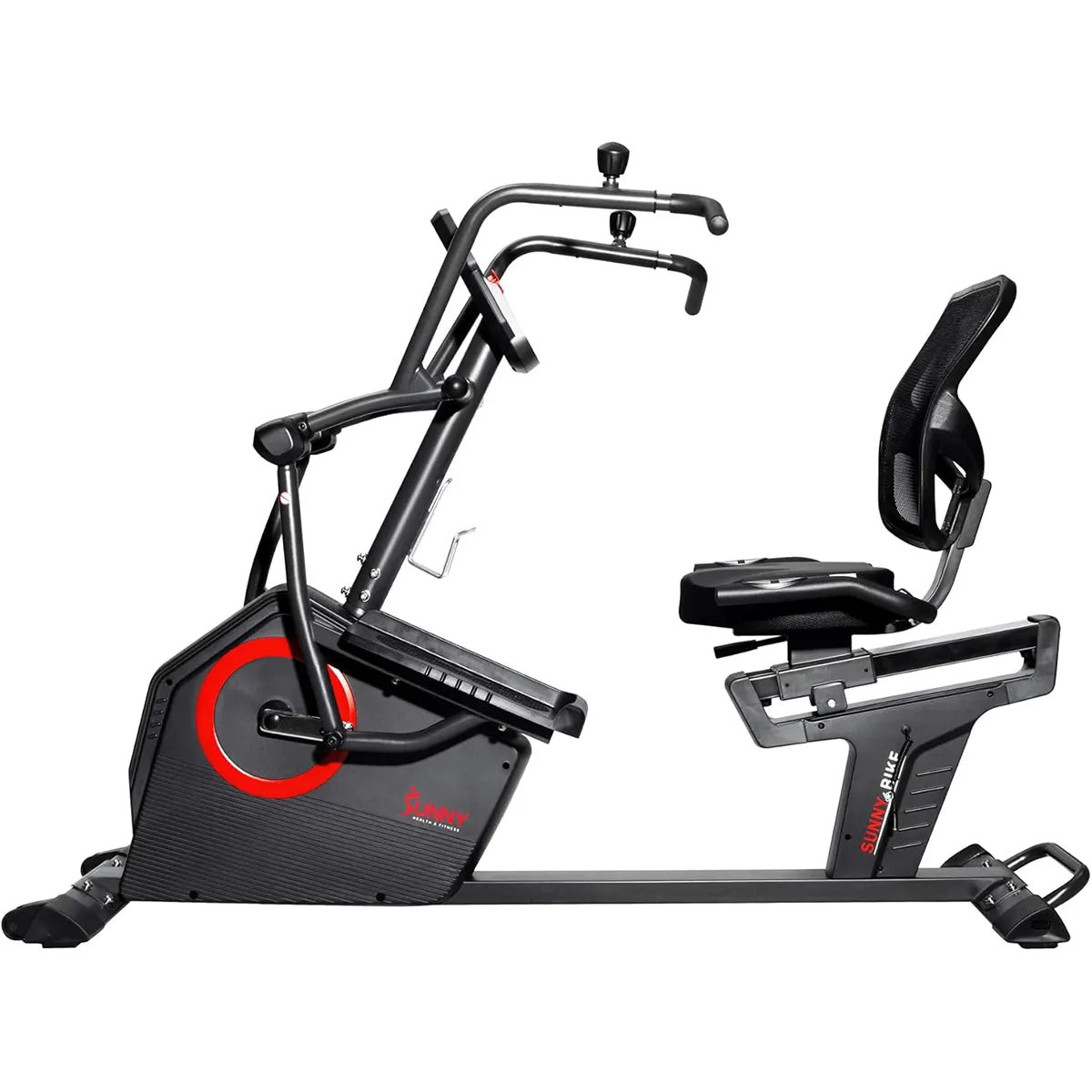 Sunny Health & Fitness Recumbent Elliptical Bike – Arm Exercisers, LCD, Mat Included