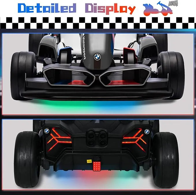 Electric Go Kart with Adjustable Seat, 24V Licensed BMW Drift Kart with 200W Dual Motors