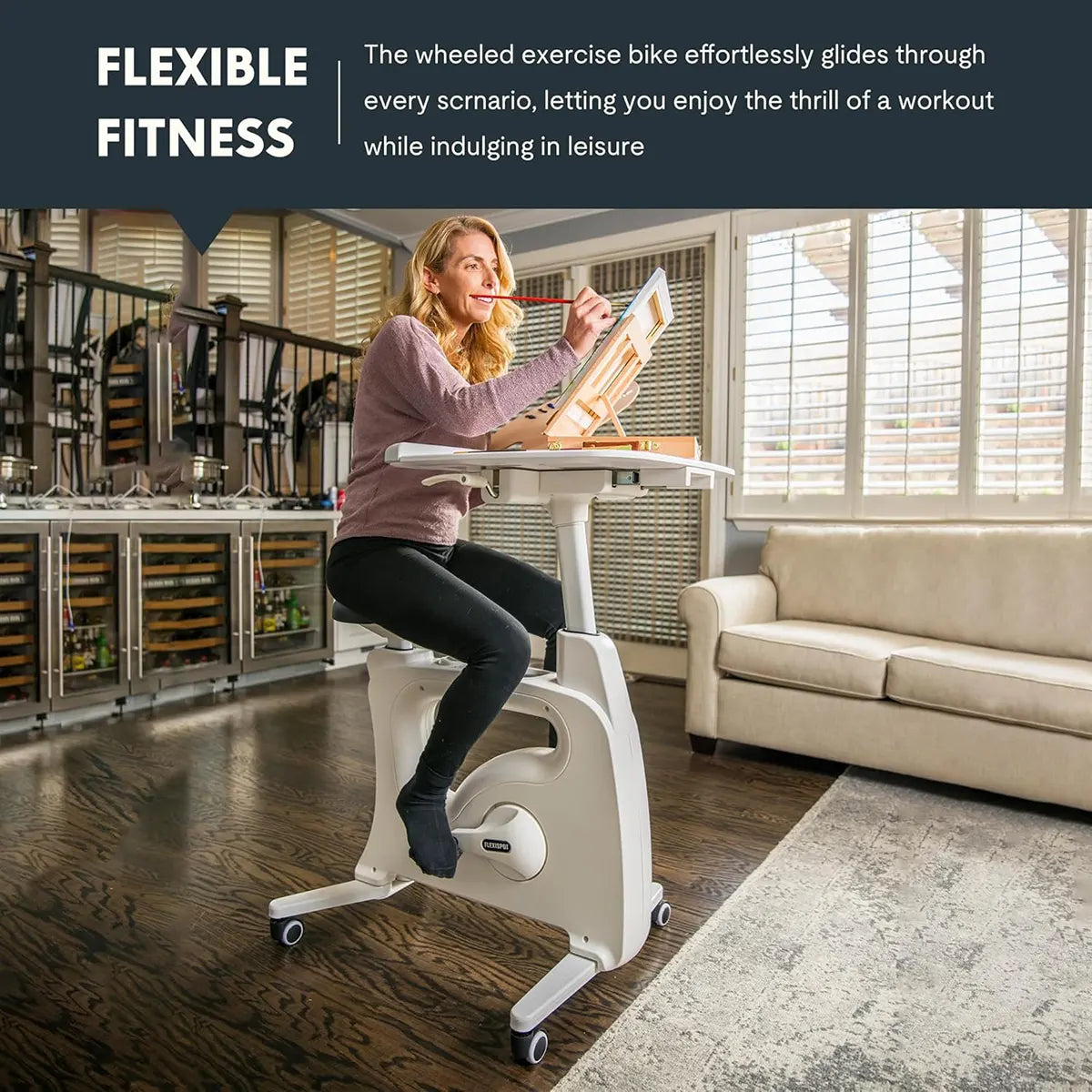 FLEXISPOT V9 – 3-in-1 Desk Exercise Bike for Home Office with Pedals, Desktop & LCD Display