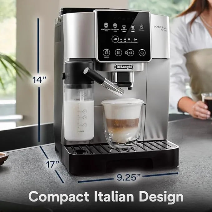 De'Longhi Magnifica Start coffee and espresso machine with automatic milk frother, one-touch latte making