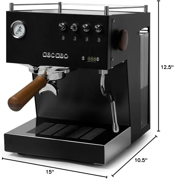 Ascaso Steel DUO PID, Programmable Espresso Machine w/Volumetric Controls, Dual Thermoblock, 120V (Black)