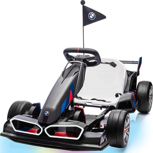 Electric Go Kart with Adjustable Seat, 24V Licensed BMW Drift Kart with 200W Dual Motors