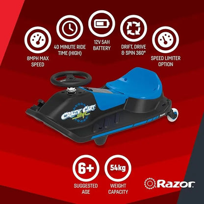 Razor Crazy Cart Shift – Electric Go Kart for children 6 years and older with 360° steering system, maximum speed 13km/h