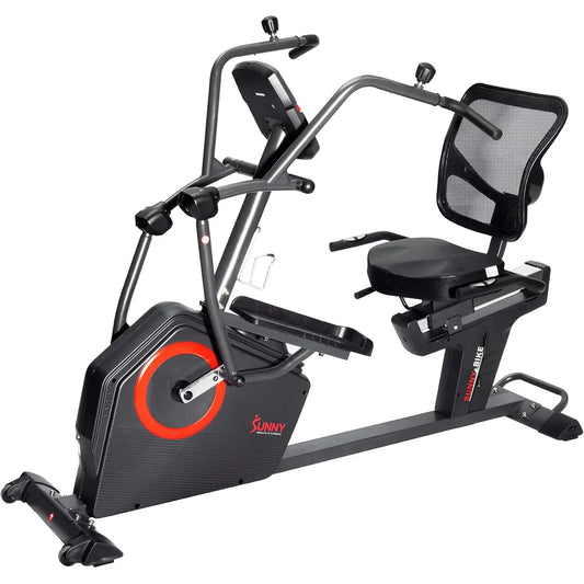 Sunny Health & Fitness Recumbent Elliptical Bike – Arm Exercisers, LCD, Mat Included