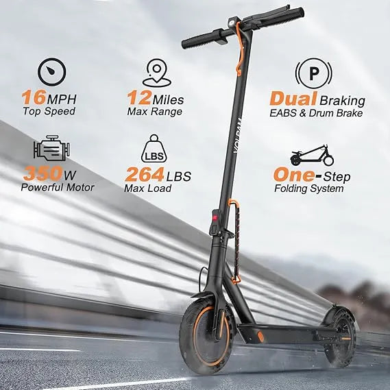 VOLPAM Electric Scooter, 350W/500W, 8.5"/10" Tires, 12/21/28 Miles Range