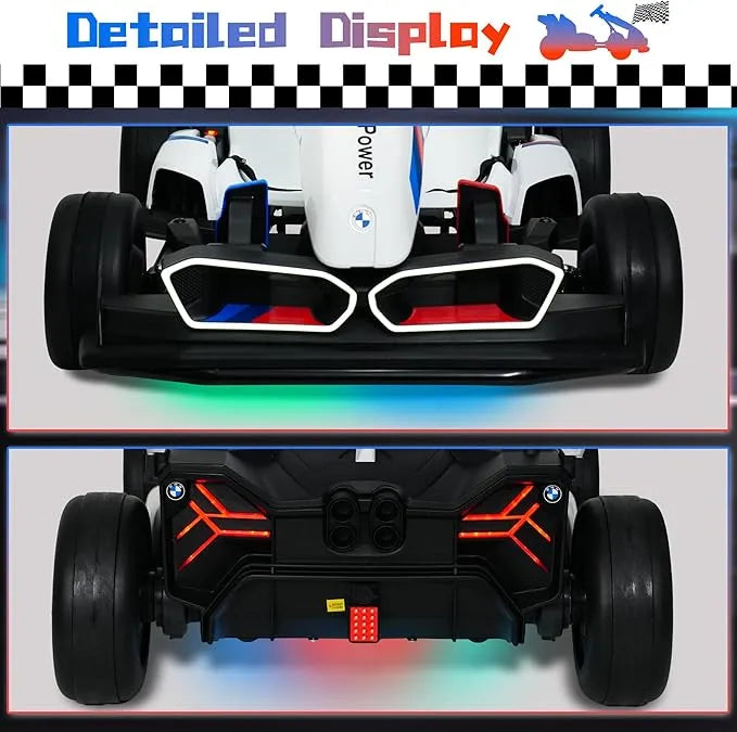 Electric Go Kart with Adjustable Seat, 24V Licensed BMW Drift Kart with 200W Dual Motors