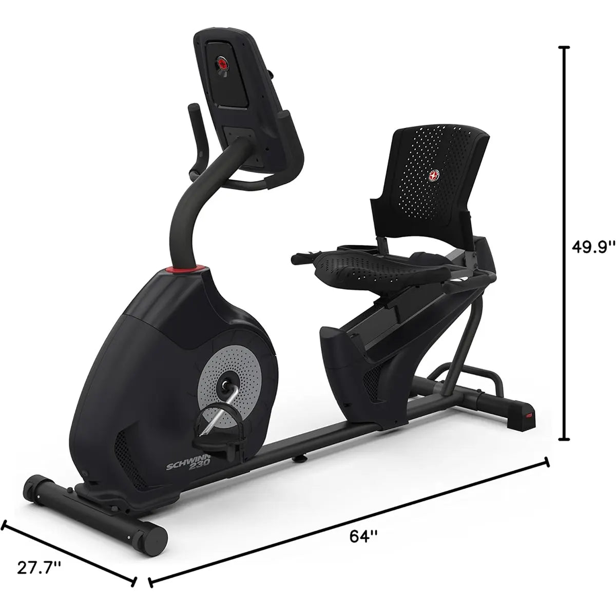 Schwinn 230 Recumbent Exercise Bike – Bluetooth, LCD Display, 16 Resistance Levels