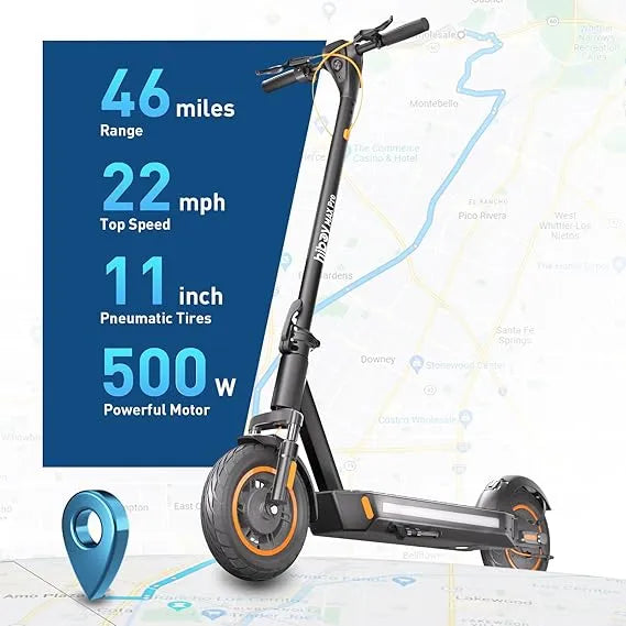 Hiboy MAX Pro Electric Scooter, 46.6 Mi Long Range, 22 MPH Power by 650W MAX Motor, 11'' Pneumatic Tires
