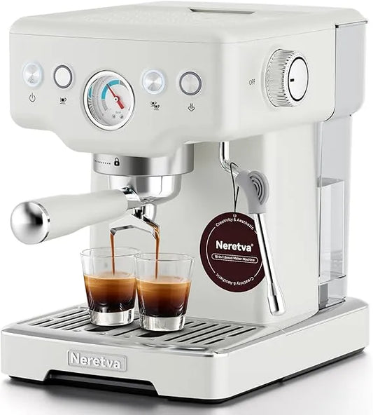 Neretva espresso machine, 1450W stainless steel espresso and coffee maker with milk frother