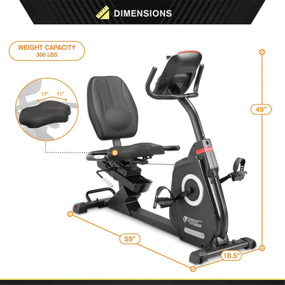 Circuit Fitness Recumbent Exercise Bike – Magnetic Resistance, 15 Programs, LCD Display
