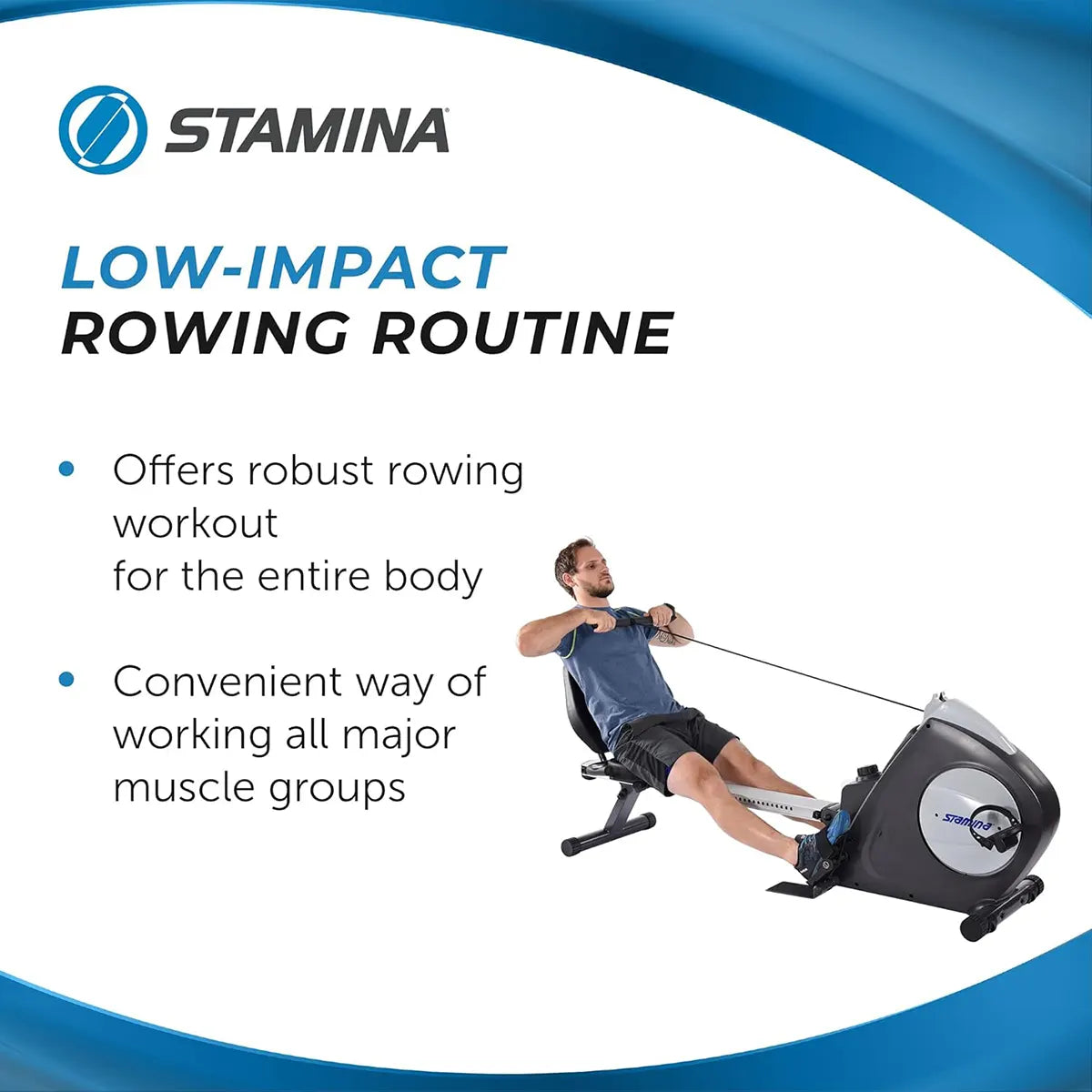 Stamina Conversion II – 2-in-1 Recumbent Bike and Rower for Home Workouts, 250 lbs Capacity