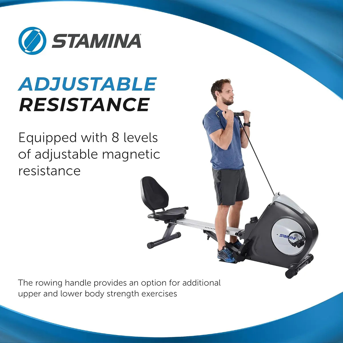 Stamina Conversion II – 2-in-1 Recumbent Bike and Rower for Home Workouts, 250 lbs Capacity