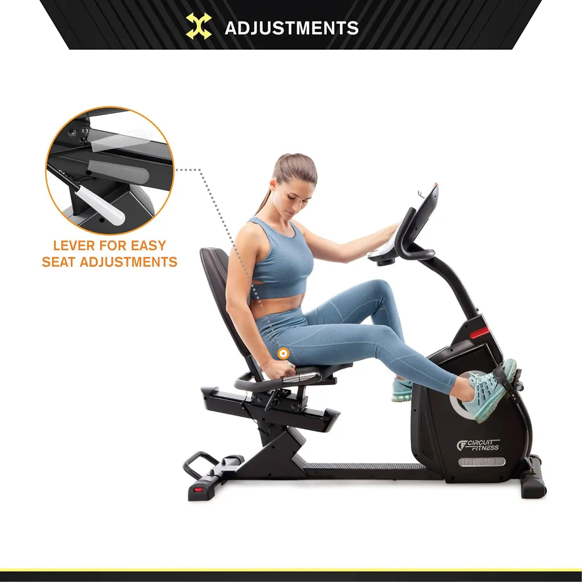 Circuit Fitness Recumbent Exercise Bike – Magnetic Resistance, 15 Programs, LCD Display
