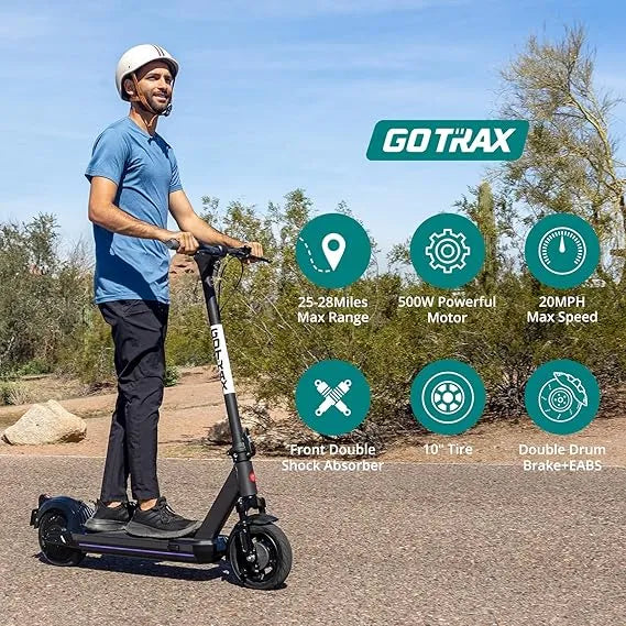 Gotrax Electric Scooter for Adults, 500W Motor 10" Solid Tire, Max 28-42 Miles Range 20Mph Top Speed, with Electric Code Lock Long Battery Life,...