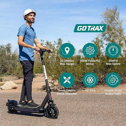 Gotrax Electric Scooter for Adults, 500W Motor 10" Solid Tire, Max 28-42 Miles Range 20Mph Top Speed, with Electric Code Lock Long Battery Life,...
