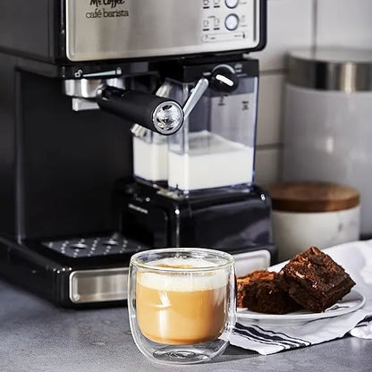 Mr. Coffee espresso and cappuccino maker, stainless steel, programmable coffee maker with automatic milk frother