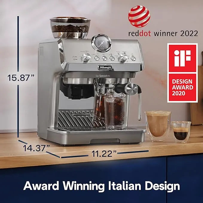 De'Longhi La Specialista Arte Evo Espresso Machine with Cold Brew, Manual Milk Frother, Barista Kit for Latte, Cappuccino, Built-in Grinder, EC9255M