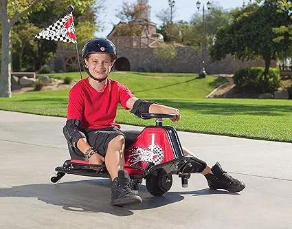Razor Crazy Cart - 24V Electric Drifting Go Kart - Variable Speed, Up to 12 mph, Drift Bar for Controlled Drifts, Black/Red